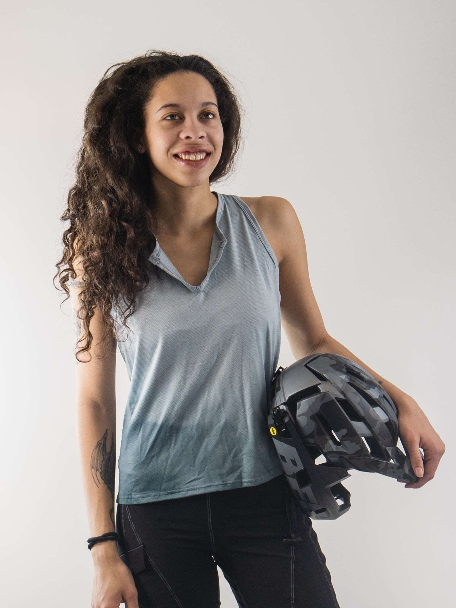 Trail Blazer Mountain Bike Top Grey with breathable fabric and drop V neckline.